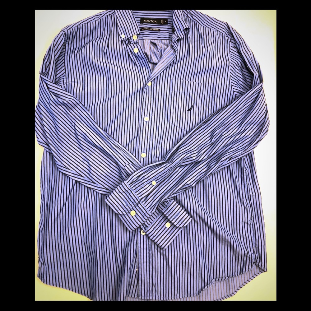 Nautica blue and black striped button down